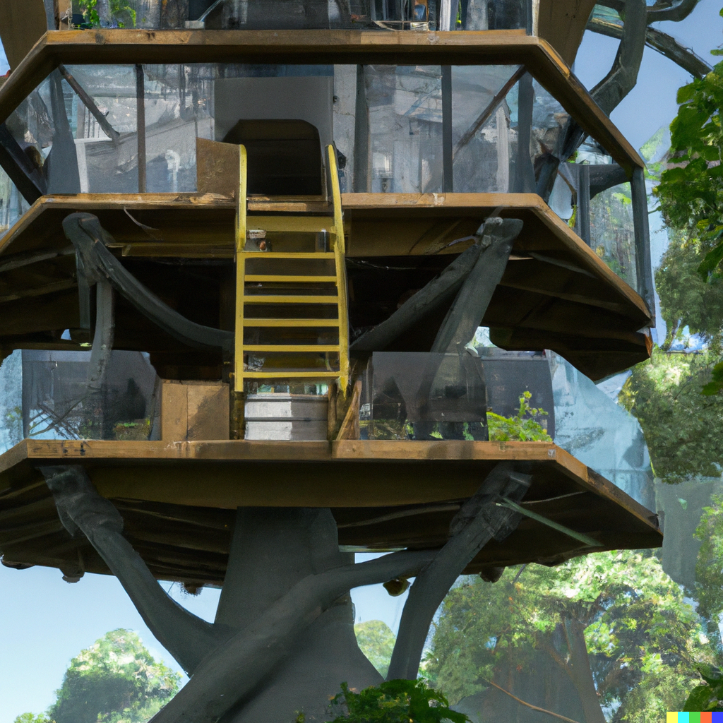 DALL·E 2022-11-07 23.55.54 - Fediverse digital network headquarters in a treehouse.png